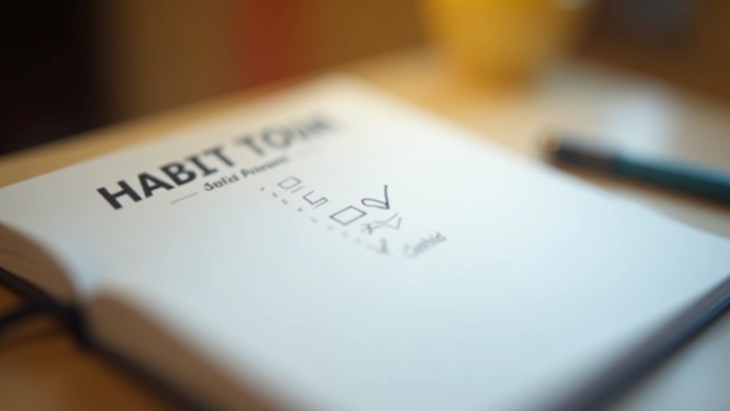 Notebook with daily habit checkmarks and progress notes on desk