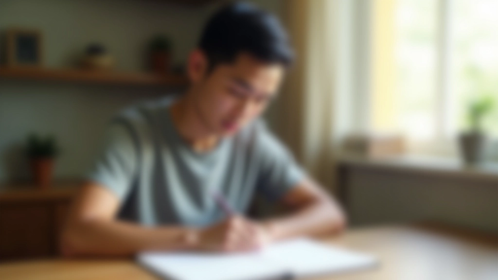 Person looking at habit tracking journal with color-coded sections and daily checkmarks