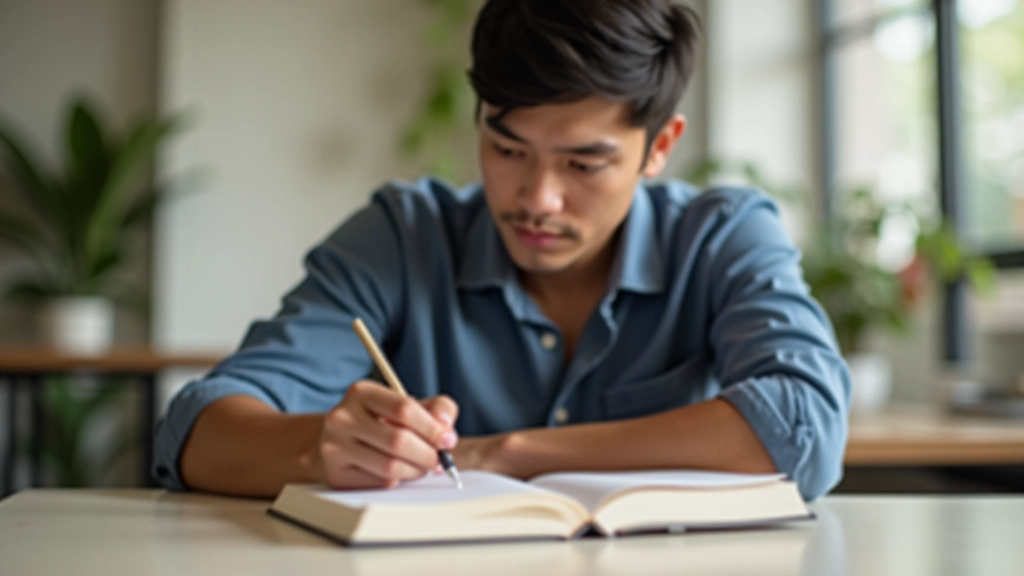 Person writing in habit journal with completed checkmarks showing consistency and progress over weeks
